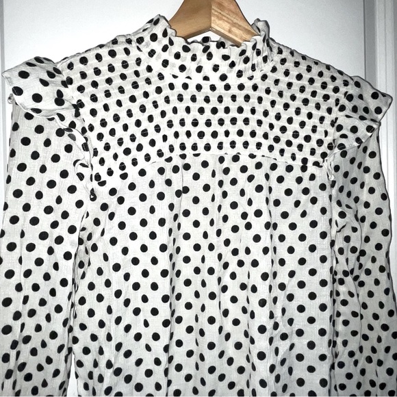 Polka Dot Ruffle Shoulder Blouse - Picture 3 of 8